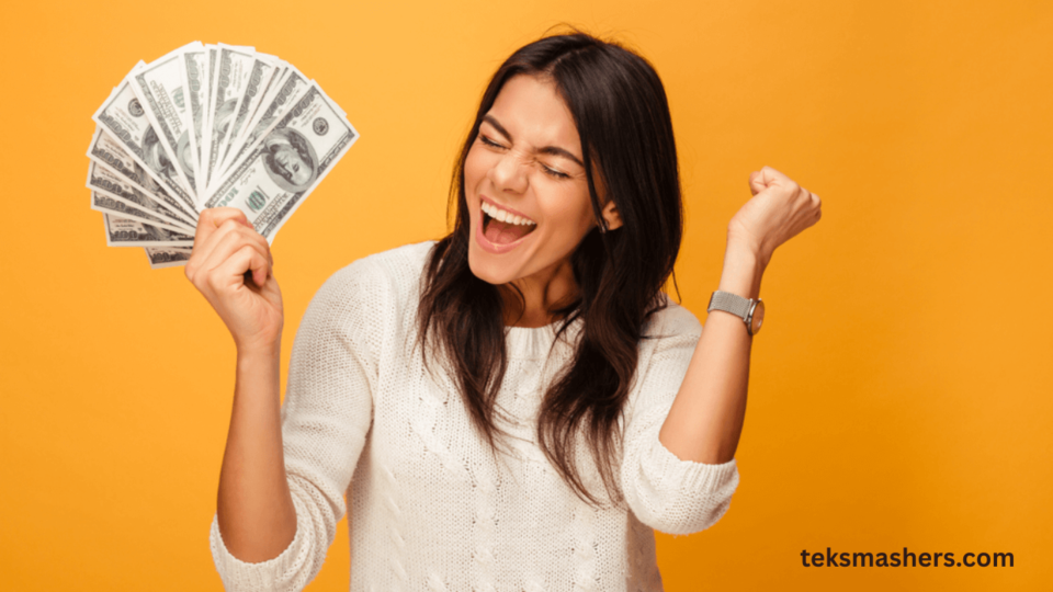 "Person holding a credit card and cash, illustrating the concept of converting credit into cash."